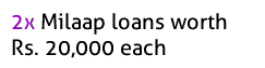 Milaap loans worth Rs. 20,000 each